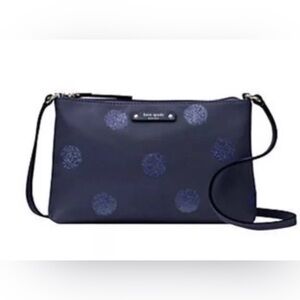 Kate Spade Haven Lane Ramey Navy Glitter Polka Dots Crossbody Purse